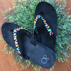 Jeweled OP thong wedges